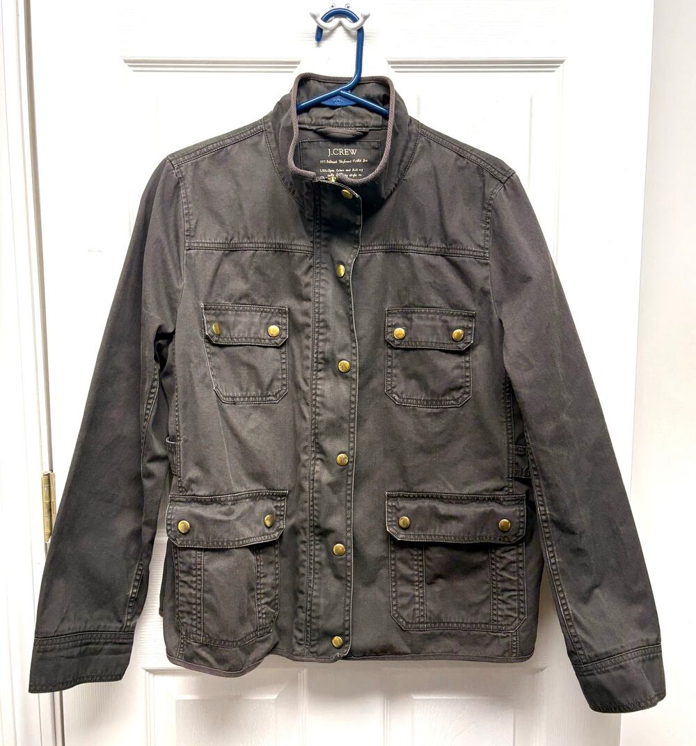 J.Crew Jacket Brown Utility Field Boyfriend Coat 100% Cotton Women’s Size XL